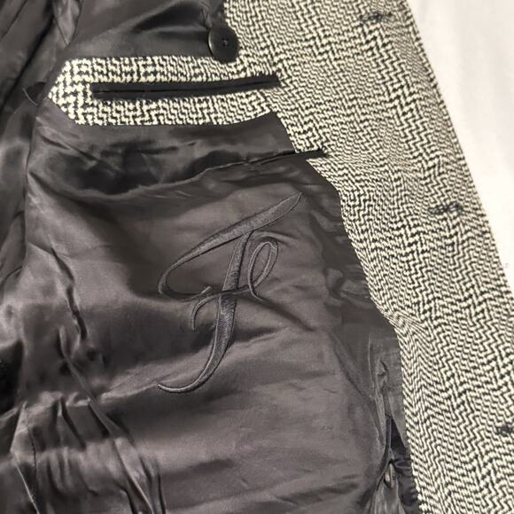 Faconnable Mens Overcoat 40US/50 Italy Black Herringbone 100% Wool Made in Italy - Picture 7 of 10